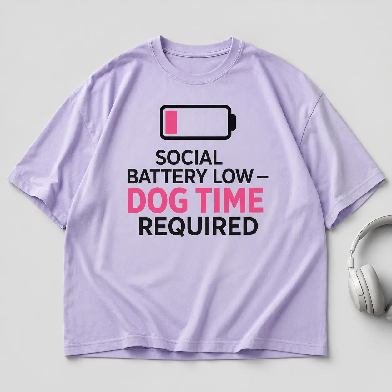 Social Battery Low — Dog Time Required funny dog T-shirt design