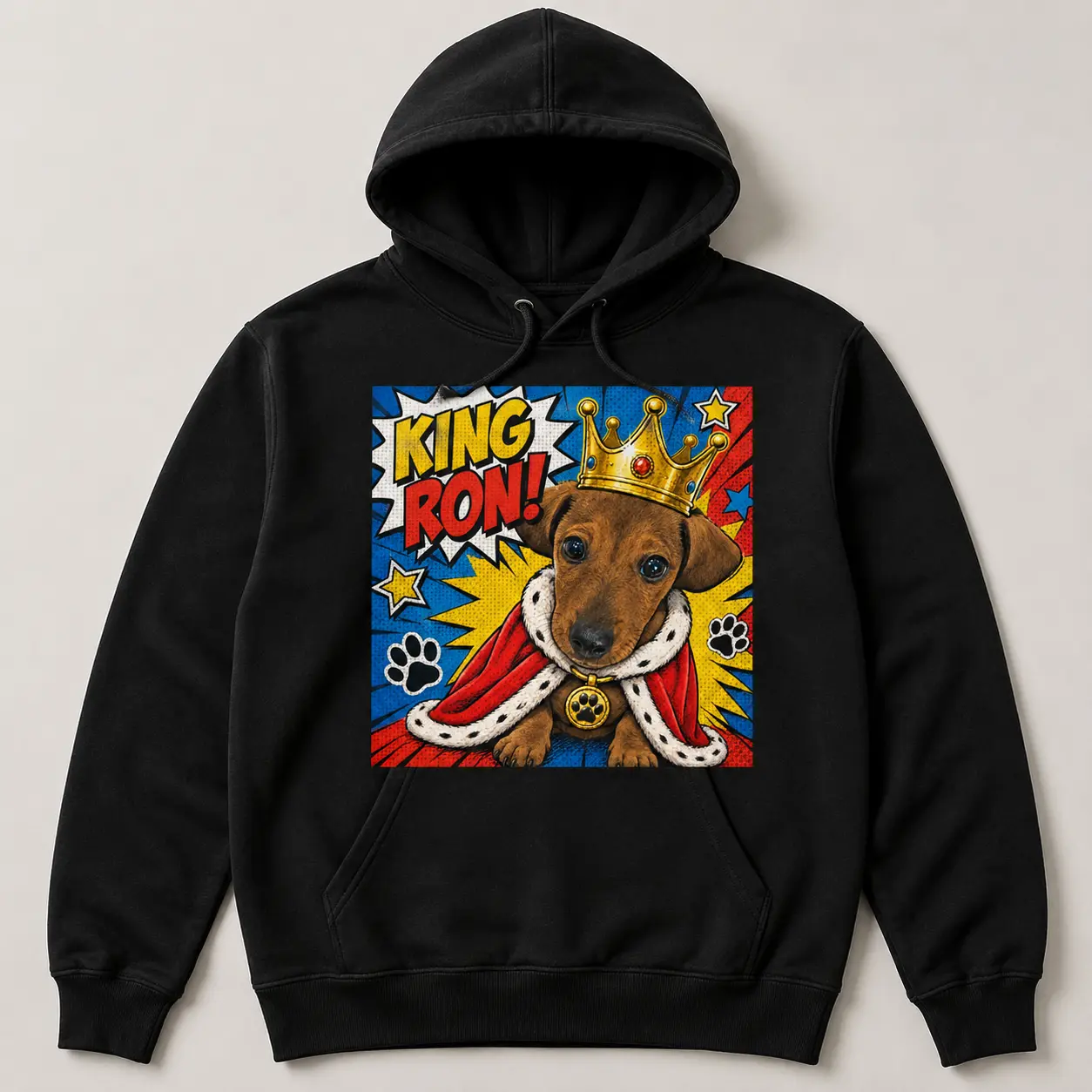 King Ron dachshund portrait hoodie by Silly Sausage