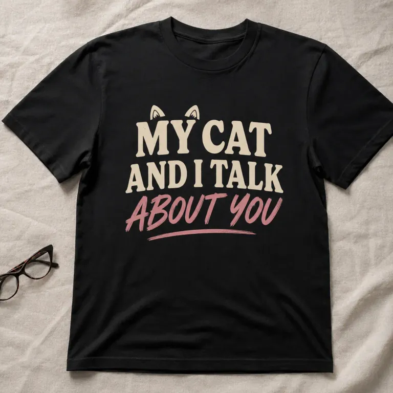 My Cat and I Talk About You funny cat T-shirt design
