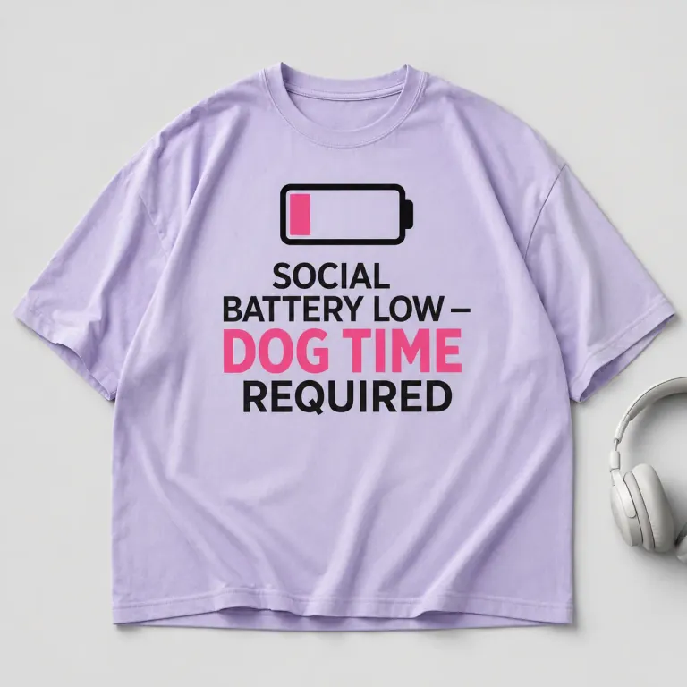 Social Battery Low Dog Time Required funny dog T-shirt design