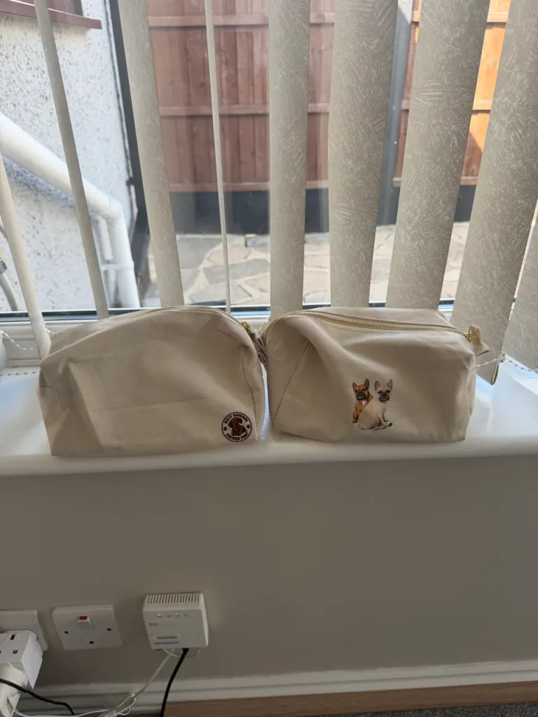 Finished French bulldog portrait canvas pouches